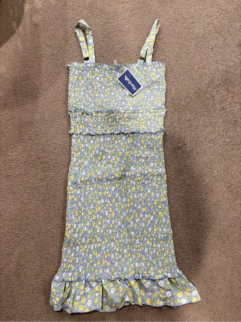 Love Tree Yellow and Lavender Floral Smocked Sundress